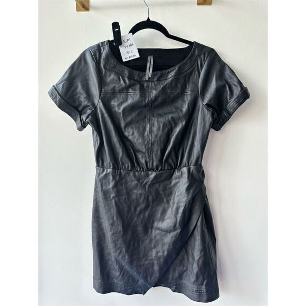 Anthropologie Women's Black Mini Dress Size 10p Short Sleeve